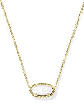 Elisa Gold Pendant Necklace in Ivory Mother-of-Pearl